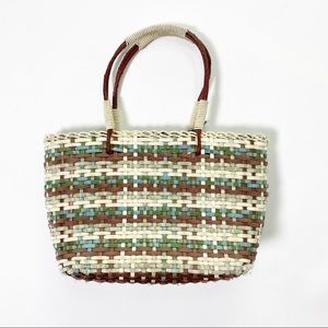 Woven Straw Printed Tote Bag